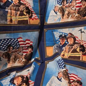 Patriotic Military Police Fire Fabric American Heroes Cotton Windham 35" X 36"